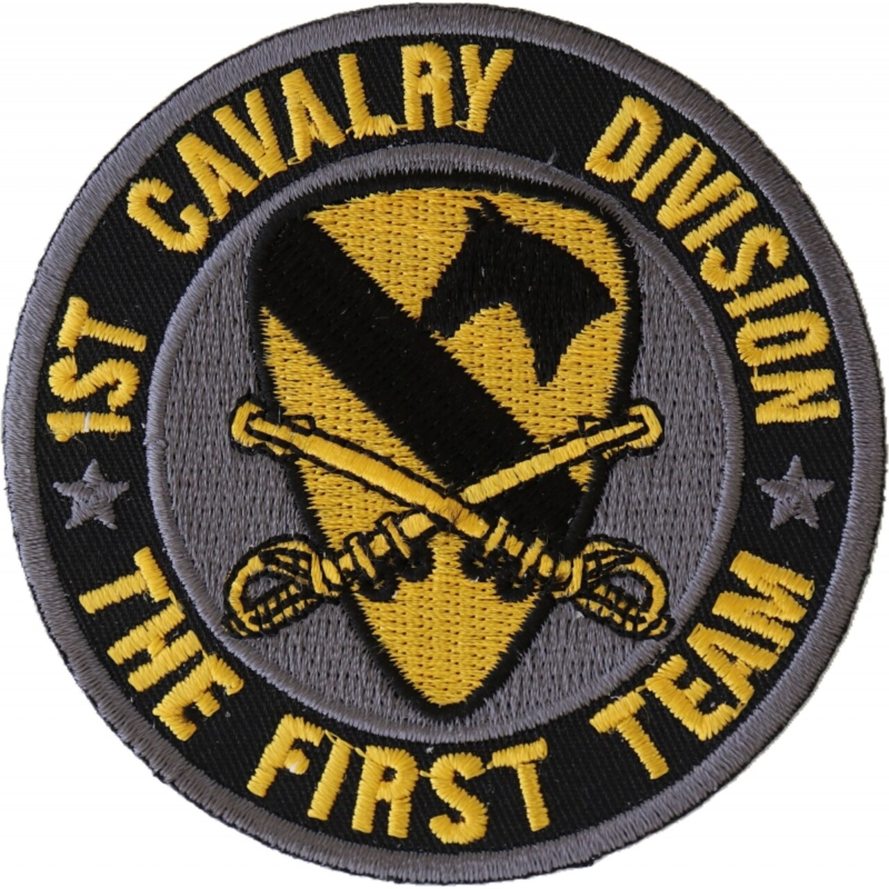 Patch, Embroidered Patch (Iron-On or Sew-On), 1st Cavalry Division The First Team, 3" Round
